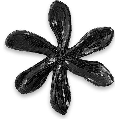 Escultura FLOR Grande Cristales Pared Color Negro  51 x 48 x 8 cm - SpazioLuzio