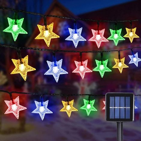 1 guirlande lumineuse solaire, 70 LED étoiles, 12 m étanche IP65 pour jardin et terrasse (1/5)