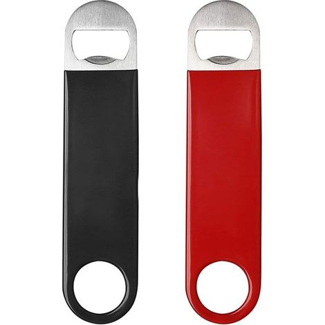 Pack Manual Can Opener, Key Bottle Opener with Blade for Bartender, Sturdy and Durable Stainless Steel Bottle Opener, Bartender Bottle Opener, Beer Bottle Opener (Red+Black) (1/5)