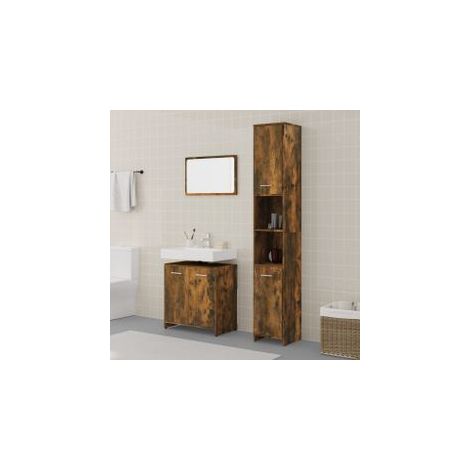 Ensemble de meubles de salle de bain 3 pcs Chêne fumé (1/5)