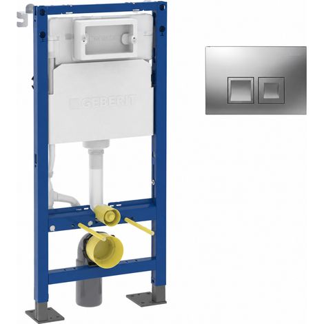 Pack bâti-support WC Geberit Duofix autoportant 112 cm avec plaque Delta25 chromée mate (1/4)