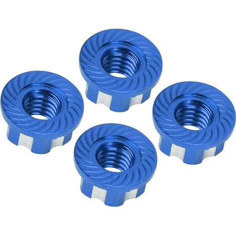 Lot de 4 écrous hexagonaux M4 en alliage d'aluminium, compatibles avec les voitures RC 1/10 HSP Sakura D3 et D4 (bleu foncé). (1/5)