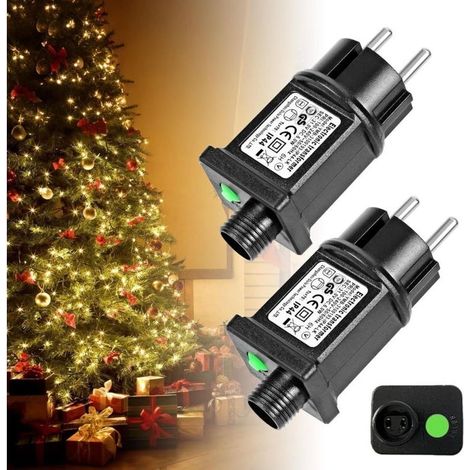 Clignoteur pour Guirlande 31V 6W Transformateur,Guirlande Lumineuse avec Fonction Minuterie,Étanche IP44 Adaptateur Pilote Basse Tension Clignoteur pour Éclairage de Noël,Sapin Lumineuse (2 pièce) (1/4)
