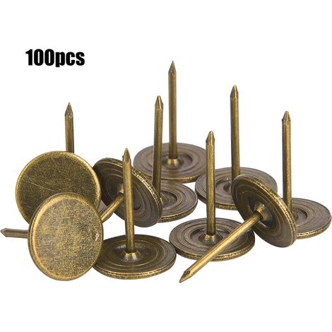 Lot de 100 clous décoratifs à tête plate, accessoires pour canapés en fer bronze antique, 14 x 20 mm (1/5)