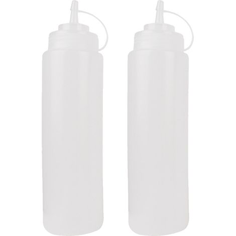 Bouteille A Presser - 230 ml - Plastique Alimentaire - Anti-fuite Avec Bouchon A Pointe - Pour Ketchup Sauce Mayonnaise - Lot De 2 (1/5)