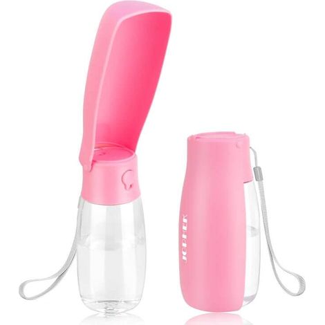 Botella de agua de 550 ml para perros y gatos, botella dispensadora de agua portátil con botón de bloqueo y filtro de carbón activado adecuada para acampar y hacer senderismo (1/5)