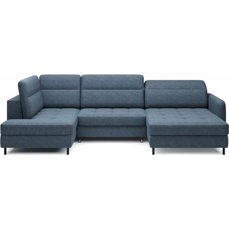 Canapé d'angle convertible BERTHO 306 cm bleu nuit – Angle droit avec coffre