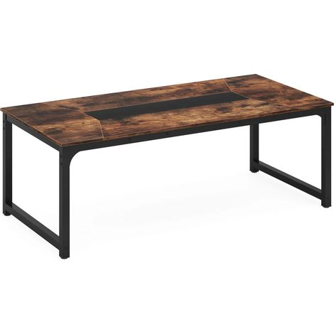 Mesa de comedor rectangular industrial 180 x 90 x 77 cm metal y madera negra (1/5)