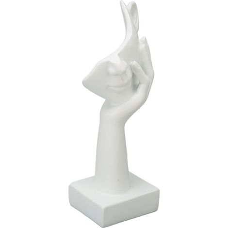 Figurine en résine blanche représentant une personne pensive, un objet décoratif pour la maison, le salon, l'entrée, une cave à vin ou une vitrine. (1/5)
