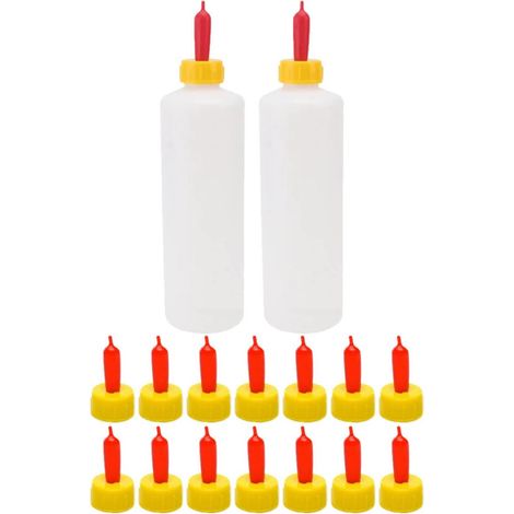 Biberon de Lait pour Jeunes Animaux 400ml en Plastique Blanc 1 Set avec Tétines de Rechange, Ventilation sans Fuite, Adapté aux Agneaux et Petits Élevages (1/5)