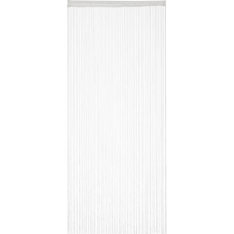5 x Fadenvorhang weiß, kürzbar, mit Tunneldurchzug, für Türen & Fenster, waschbar, Fadengardine, 90x245 cm, white