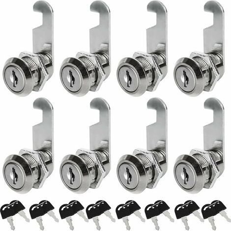 Lot de 8 Serrures Boîte aux Lettres Universelle, 30mm Serrure Armoire Metallique, Barillet Boite aux Lettres en Alliage de Zinc avec 16 Clés pour Tiroir, Armoire, Placard, Boîte aux Lettres (1/5)