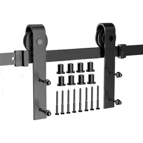 Set di pulegge per binari per appendere la porta del fienile da 300 cm (fibbia a tre sezioni prugna) (classica) Porta singola