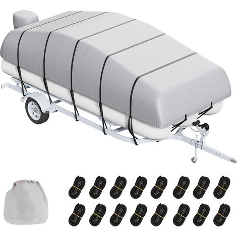Housse de bateau ponton imperméable 23-24 pieds, tissu Oxford marin 800D, 16 sangles, protection moteur, largeur jusqu’à 102 pouces (1/5)