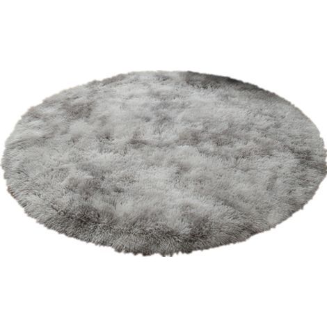 Runder, flauschiger, moderner Teppich für Wohnzimmer, Schlafzimmer, Esszimmer oder Kinderzimmer, bequemer und rutschfester Bodenteppich (hellgrauer Farbton, 140 cm x 140 cm) (1/5)