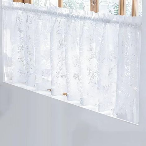 Rideaux - 1 pièce - Polyester - Conviennent aux chambres, placards, chambres d'enfants, caves, camping-cars - 100 x 45 cm - Blanc (1/5)