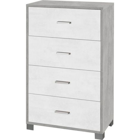 Moderne Kommode Büro Schlafzimmer 4 Schubladen Design Elita - Grau - Weiß