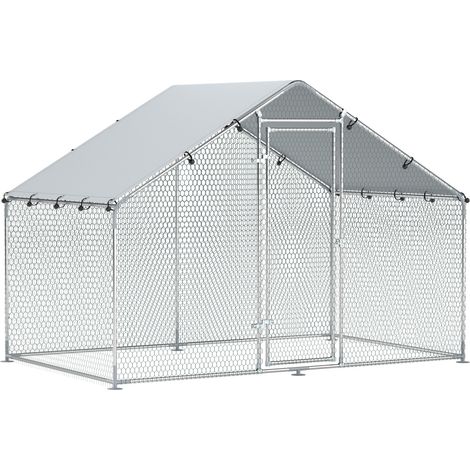 Außengehege für Hühner 300x170x190 cm aus verzinktem Stahl mit wasserdichtem Dach (1/4)