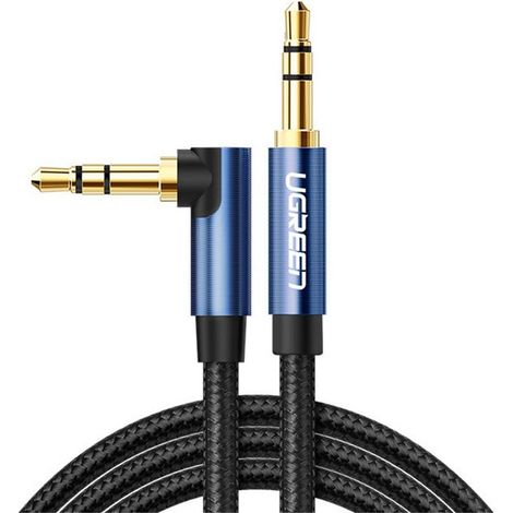 Cavo audio AUX angolato con 2 mini jack da 3,5 mm, 1 m, blu.