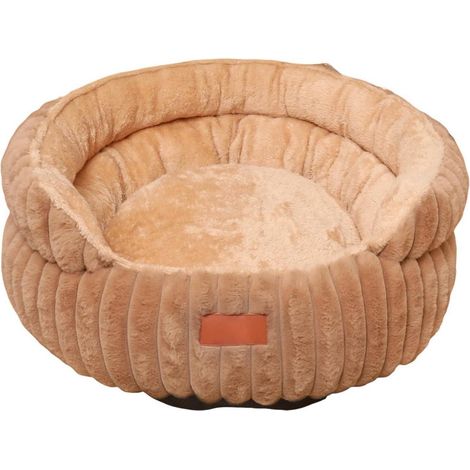 Flauschiges Hundebett Donut 70cm Kamelfarbe - Kuscheliges Katzenbett mit Anti-Rutsch-Boden