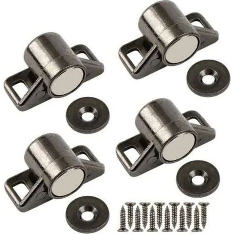 Magnetische Tür- und Schranktürhalter, leistungsstarke magnetische Schubladen- und Möbelhalter (schwarz, 4er-Pack) (1/5)