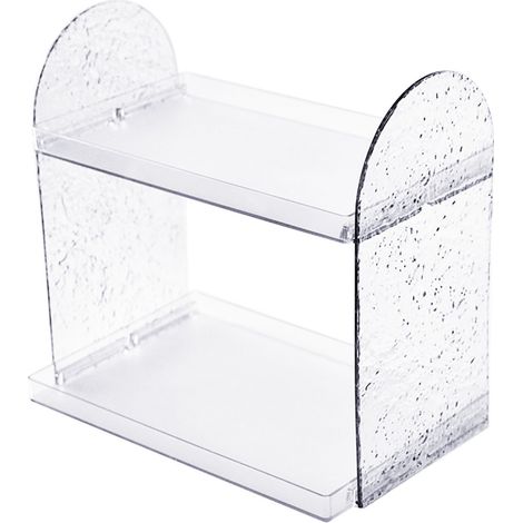Range-bureau 2 niveaux, organisateur double couche transparent, support de rangement pour fournitures et cosmétiques, étagère de bureau transparente. (1/5)