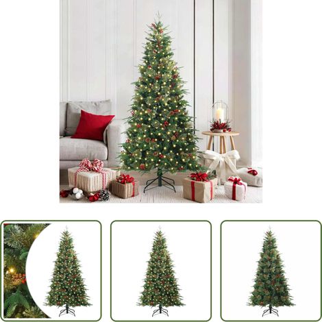 vidaXL LED-Beleuchtung -  Künstlicher klappbarer Weihnachtsbaum Grün 180 cm PE und PVC