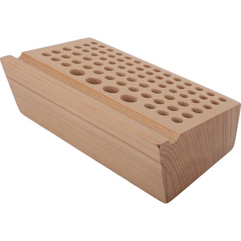 Porte-outils pour le travail du cuir, 76 trous, en hêtre robuste, tailles variées, support pour poinçons en bois largement utilisé. (1/5)