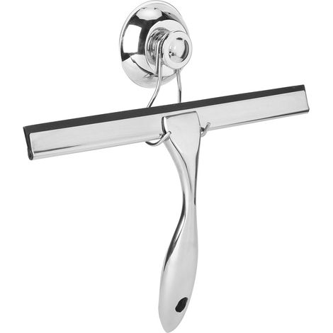 Edelstahl-Glasreiniger, Fensterwischer, Badezimmer-Glasfliesenschaber mit Saugnapfhaken (1/5)