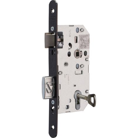 Serrure à larder D451 clé L axe 50mm bout rond finition noir sans gâche - VACHETTE - 2687000