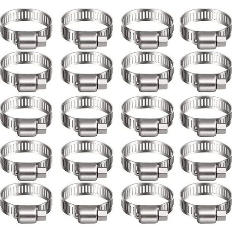20 collier de serrage tuyau arrosage en acier inoxydable, collier serflex inox metal 10-16mm, serre flex serrage métallique pour d'engrenage conduits de carburant plomberie automobile piscine