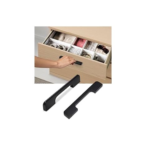 Poignée de porte d'armoire solide, lot de 10, noir, entraxe 96 mm, longueur 116 mm, poignée renforcée pour meuble à vêtements. (1/4)