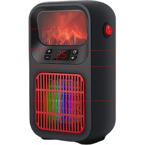 Mini radiateur électrique portable de bureau WOFDALY avec thermostat, pour bureau ou petite chambre. Chauffage électrique en céramique, minuterie 12 heures. (1/5)