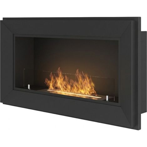 Caminetto a Bioetanolo Frame 900 SimpleFire da incasso con Vetro - Nero Opaco