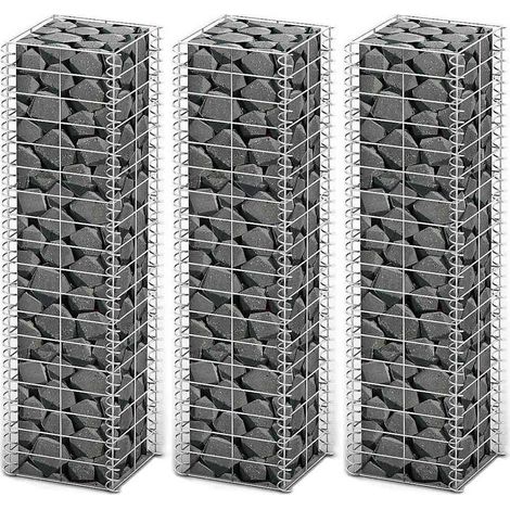 Jeu de panier de gabion-Jardinière à gabion 3 pcs Fil galvanisé 25x25x100 cm (1/4)