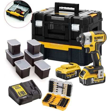 Dewalt DCF887P2 18V XR Brushless 3 Speed Impact Driver 31pc Set+ Tstak Draw Case (1/4)
