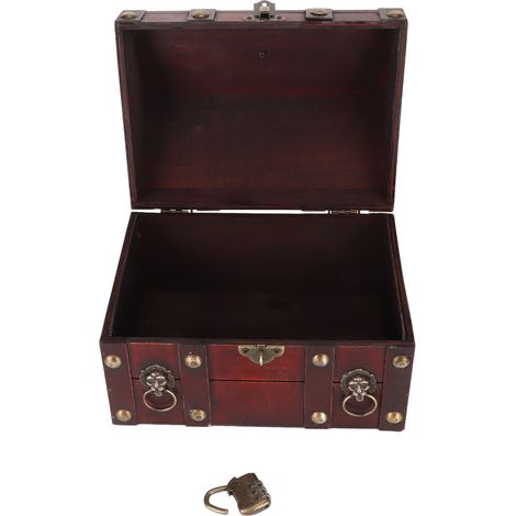 Coffret à trésors vintage en acajou, boîte à bijoux avec serrure à combinaison, fabriqué à la main.