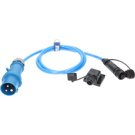 Kalle Landanschlusskabel CEE 230V 16A 2,5mm² Philippi Kupplung RS692 mit Winkelgehäuse Extreme Blau IP44 1,5 Meter