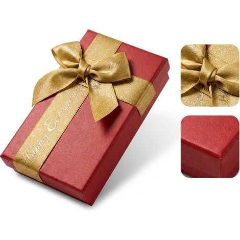 Boite Cadeau en Carton Rouge avec Ruban et Couvercle, Coffret Elegant pour Cosmetiques Bijoux et Petits Cadeaux 15 x 8.8 x 2.4 cm (1/5)