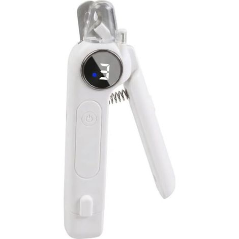 Coupe-ongles 2 en 1 pour animaux de compagnie avec lumière LED et affichage numérique, outil de coupe électrique sûr (blanc) (1/4)