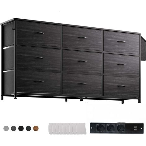 Kommode mit 9 Stoffschubladen & TV-Ständer für 43-65 Zoll Fernseher (1/5)