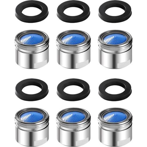 6 teiliges Set mit M18 Luftsprudlerventilen, inklusive 6 Dichtungen, Wasserhahnfilter Zubehör mit ABS Filter, für Küche und Bad silber 18 mm (1/5)