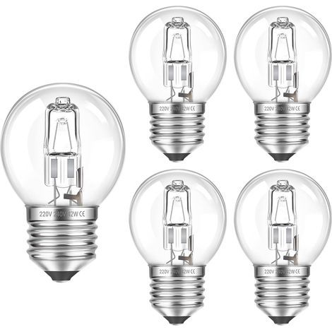 Pack of 5 G45 bulbs, E27 base, dimmable, clear glass 2700K, for chandeliers and wall lights (1/5)