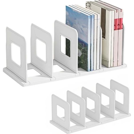 Sollbry 2 pièces Réglable Presse Livre Serre,Trieur de fichiers de bureau,Classeur de bureau,Porte-revues,Porte revue à 4 compartiments,Serre Livre (Blanc) (1/5)