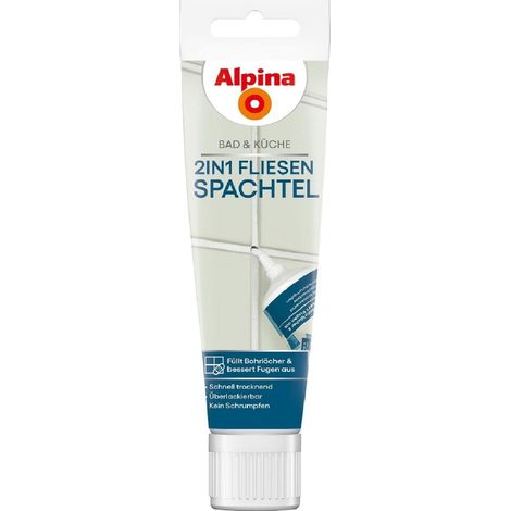 ALPINA Bad & Küche 2in1 Fliesenspachtel – Spachtelmasse zum Ausbessern von Fliesenfugen & Fliesenschäden, haftstark & überstreichbar, gebrauchsfertig, 100ml