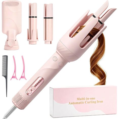 Kit de fer à friser 3 en 1 interchangeable, 3 embouts de coiffage : fer à friser de 32 mm et 38 mm + fer ondulé, 4 niveaux de température + fixation à air froid, arrêt automatique après 30 min (1/5)
