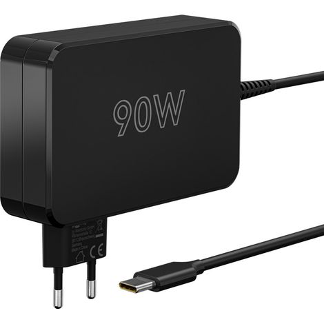 Caricabatterie USB-C™ per laptop (90 W) nero, alimentatore compatto per notebook con funzione di ricarica rapida (Power Delivery).