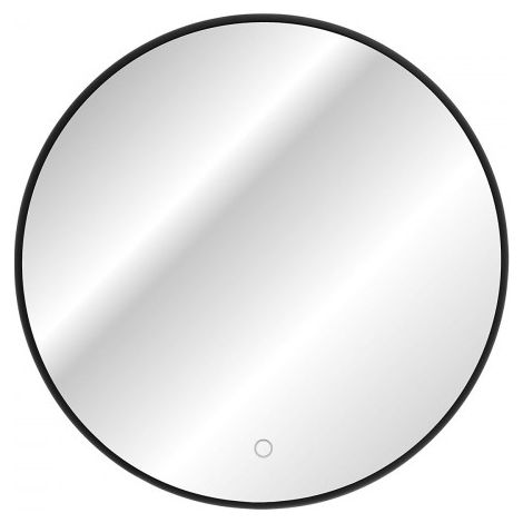 Miroir mural rond Led tactile - Cadre noir - D 80 cm - Lustro Luna - Livraison gratuite