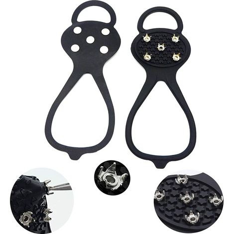 Crampons à glace antidérapants universels à 5 griffes pour chaussures, pêche, randonnée, neige – DELKEVIC