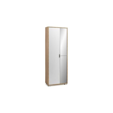 Armoire multifonction Tormes 7180 TOPKIT, Meuble à chaussures, Organisateur avec miroirs. Couleur:  Chêne et blanc Mesures:  186,5x65x33,5 (cm) (1/5)